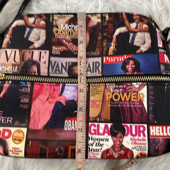 MICHELLE OBAMA Glossy Magazine Cover Lightweight Medium Dome Crossbody Bag Purse - Picture 10 of 10